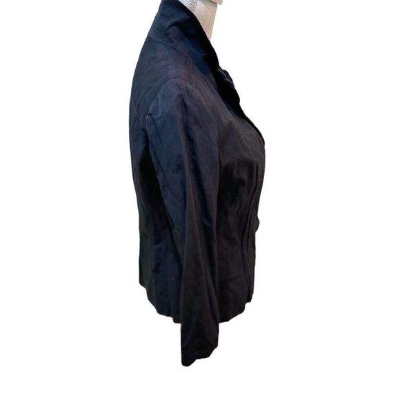 Elie Tahari for Saks 5th Avenue crinkle navy fitted blazer jacket size medium - Picture 8 of 12